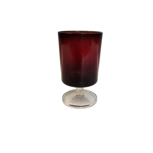 Vintage Ruby Red Luminarc France Arcoroc 4.5” Footed Cordial Glass Elegant Retro - Picture 4 of 6